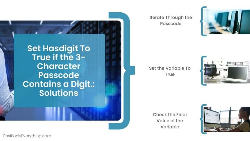 Set Hasdigit To True if the 3 Character Passcode Contains a Digit. Solutions
